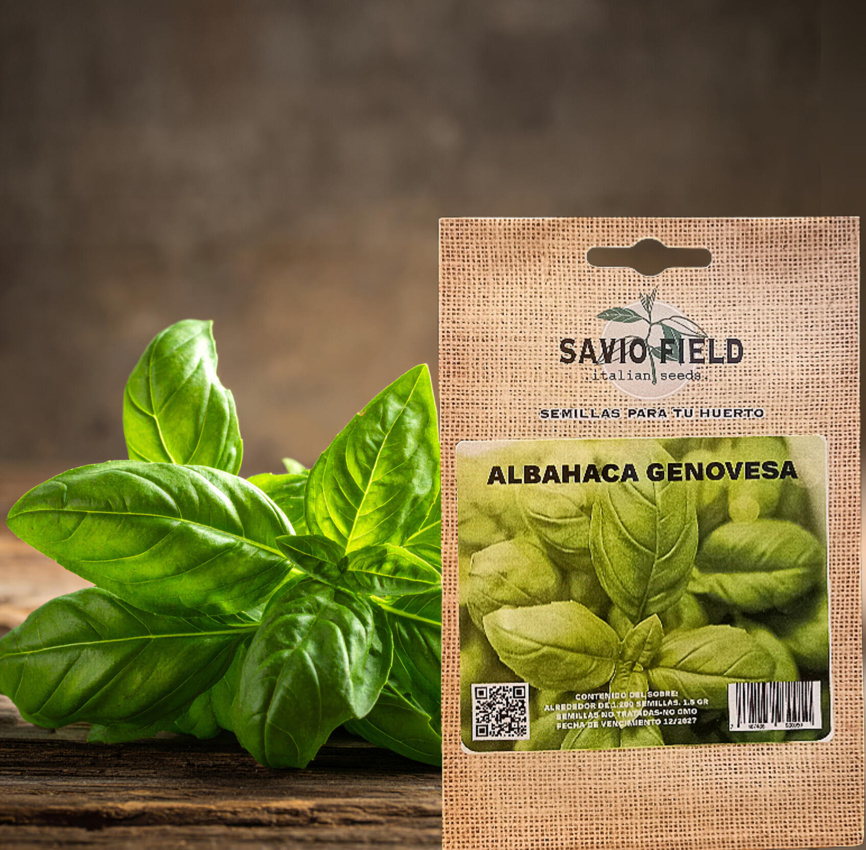 Albahaca Genovesa (Ocimum basilicum ‘Genovese’) La albahaca genovesa es la variedad clásica de albahaca italiana, muy apreciada por su aroma intenso y sabor dulce, fresco y ligeramente picante. Sus hojas son grandes, verdes y brillantes, de textura suave