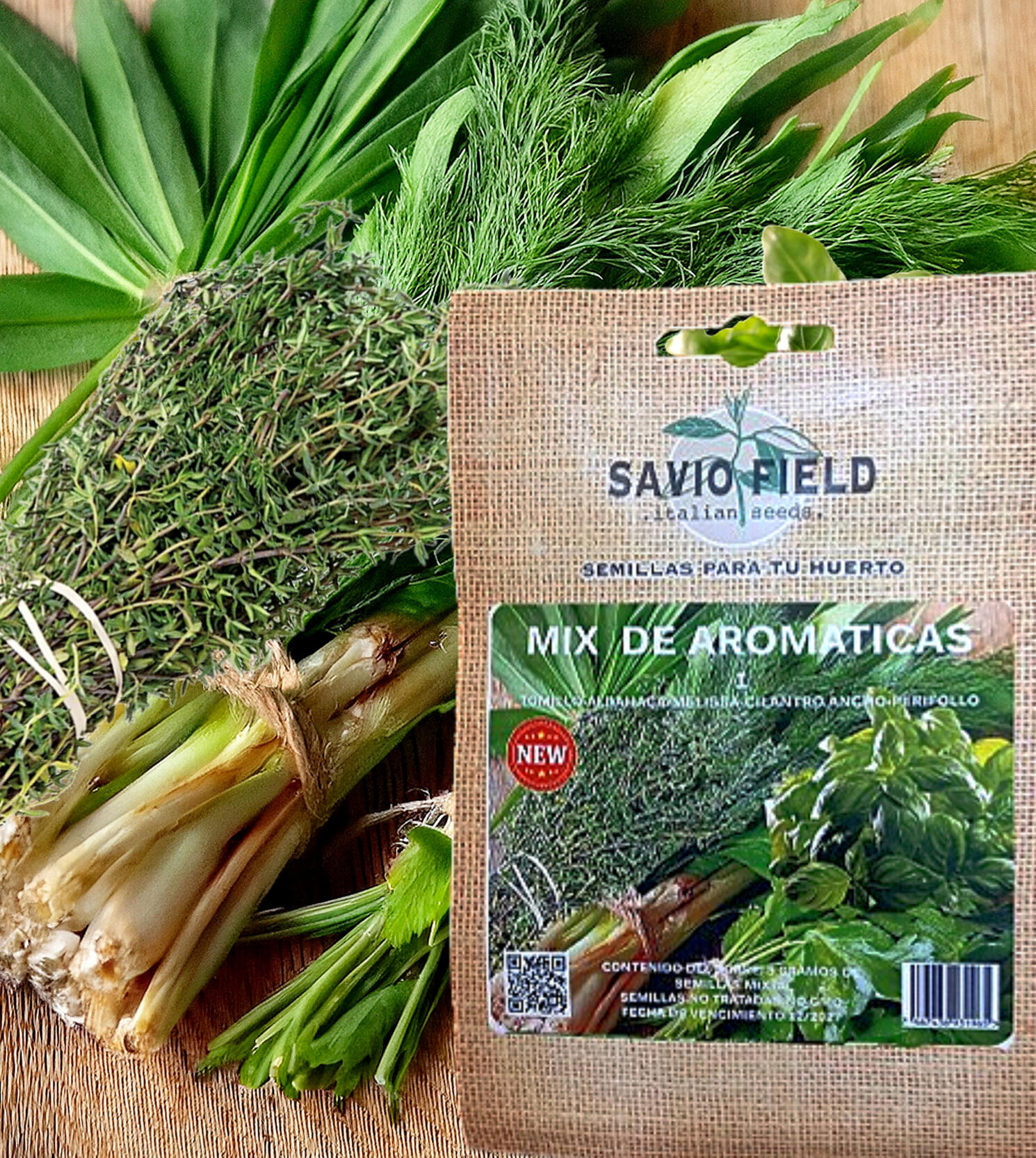 Mix de Aromaticas 1, contiene, Tomillo, Cilantro Ancho, Albhaca Genovesa, Perifollo.